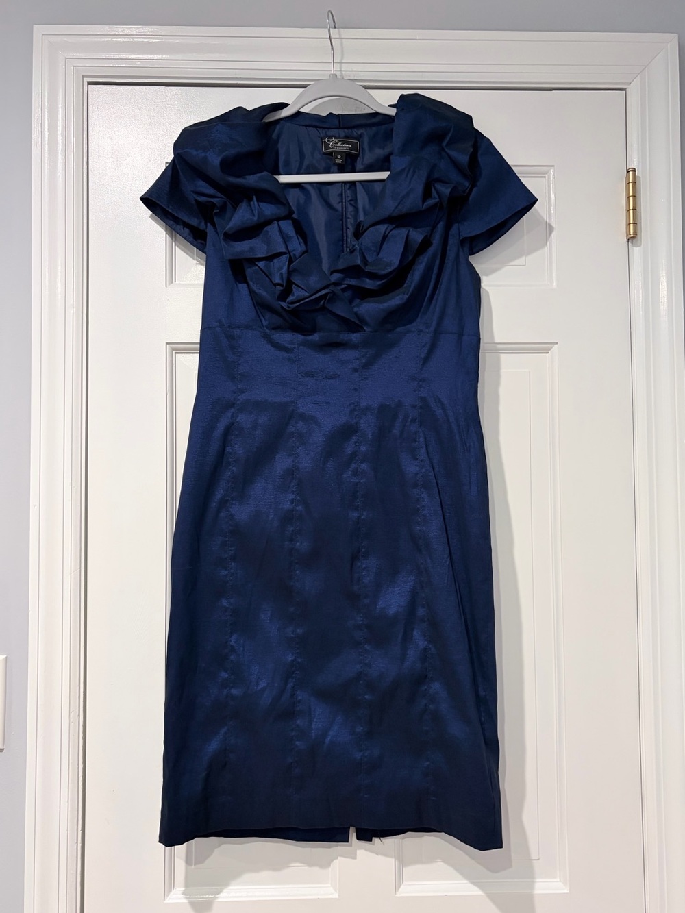 Collection Dressbarn Sapphire Blue Shimmer Ruffle Cocktail Dress Size 12